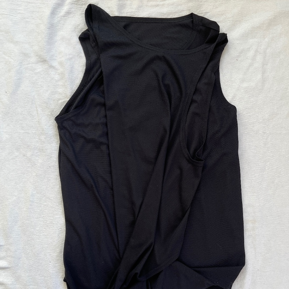 SOLD Ushatava Black Tank Top — Unique Cut — Georgian Designers — Unisex